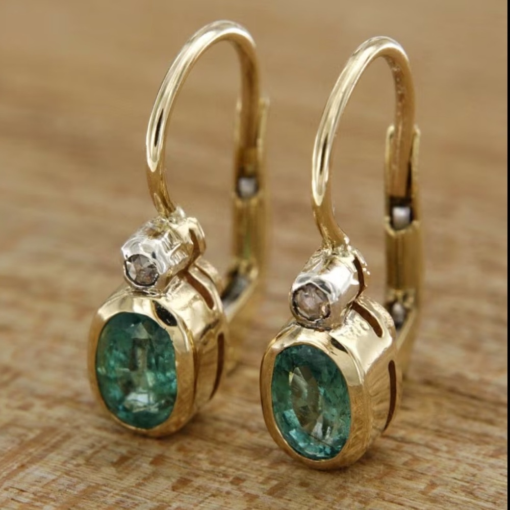Gemstone hoop earrings #2406
